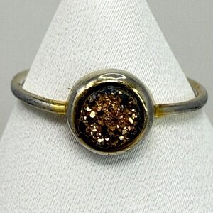 Gorjana Druzy Ring Gold Tone Band Sparkle Gemstone